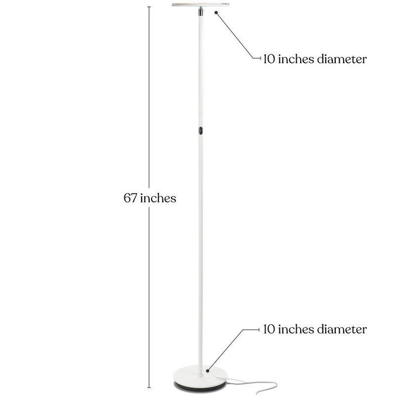 Brightech Sky Flux Dimmable LED Floor Lamp â€“ Super Bright Floor Lamp with 3 Light Modes for Living Room, Office â€“ Torchiere Standing Touch-Lamp, Tall Torch Lamp for Bedroom & Reading - White - Image 2